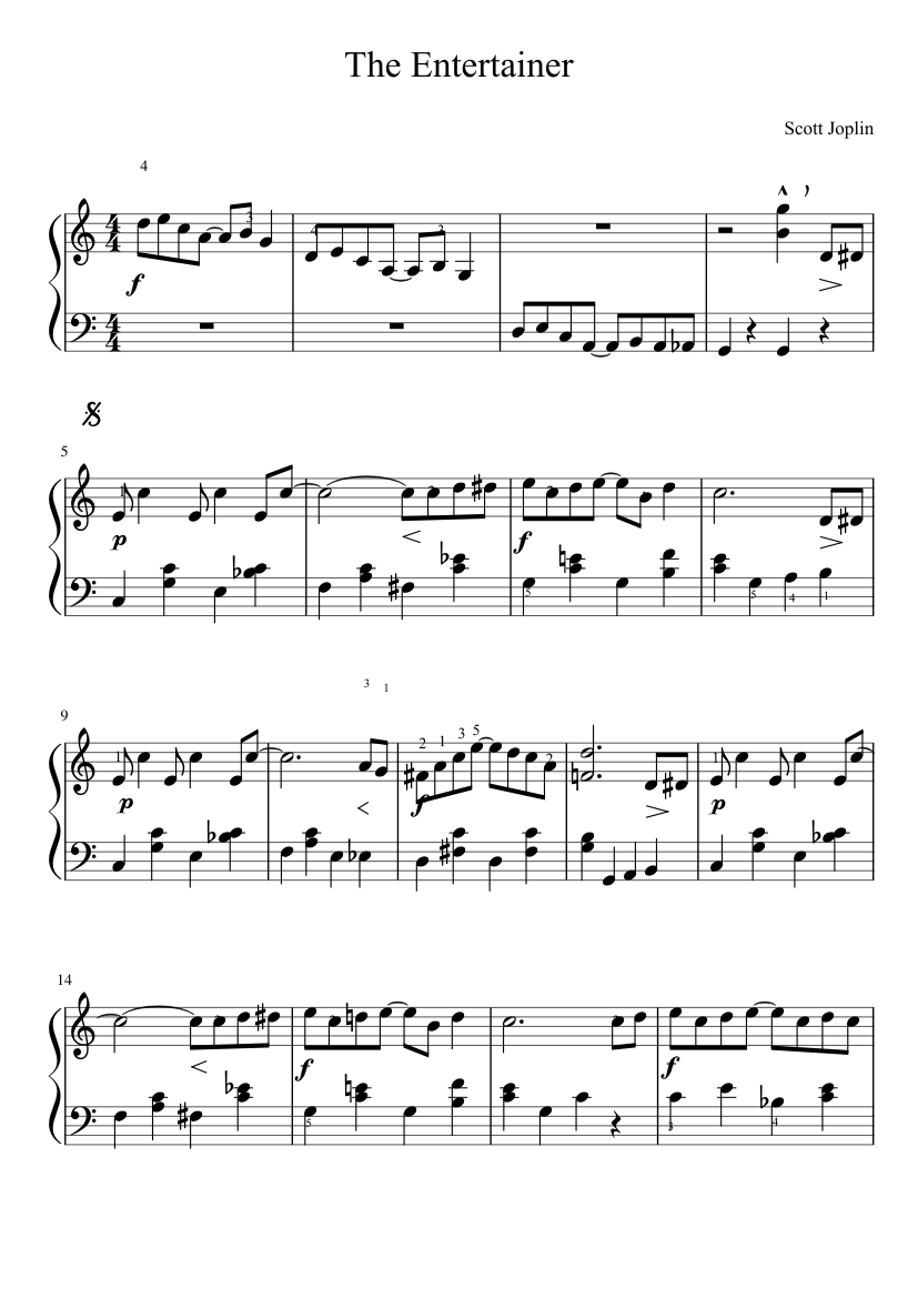 Learn The Entertainer on Piano – Free Sheet Music PDF & Simplified Arrangements