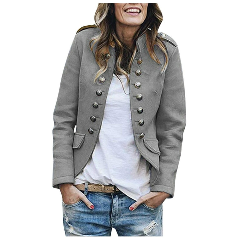 military style demin sport blazer