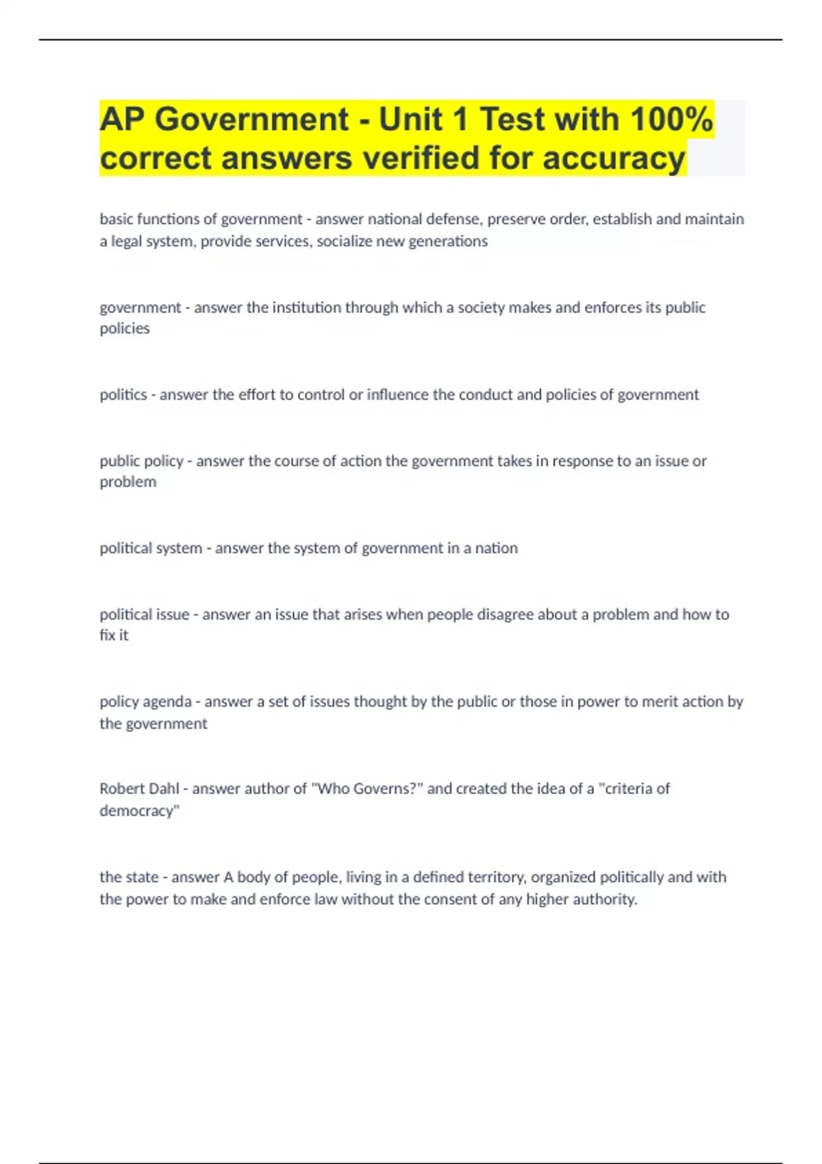 Master Unit 1 Vocabulary for AP Government and Politics Exam Preparation