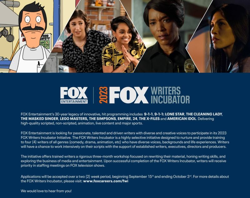 Join the Fox Entertainment Writers Incubator: A Career Kickstart