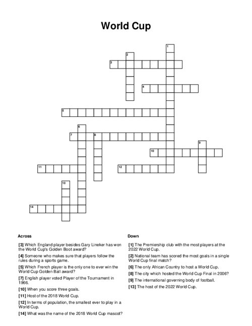 Who Won? 2022 World Cup Golden Ball Winner Crossword Puzzle