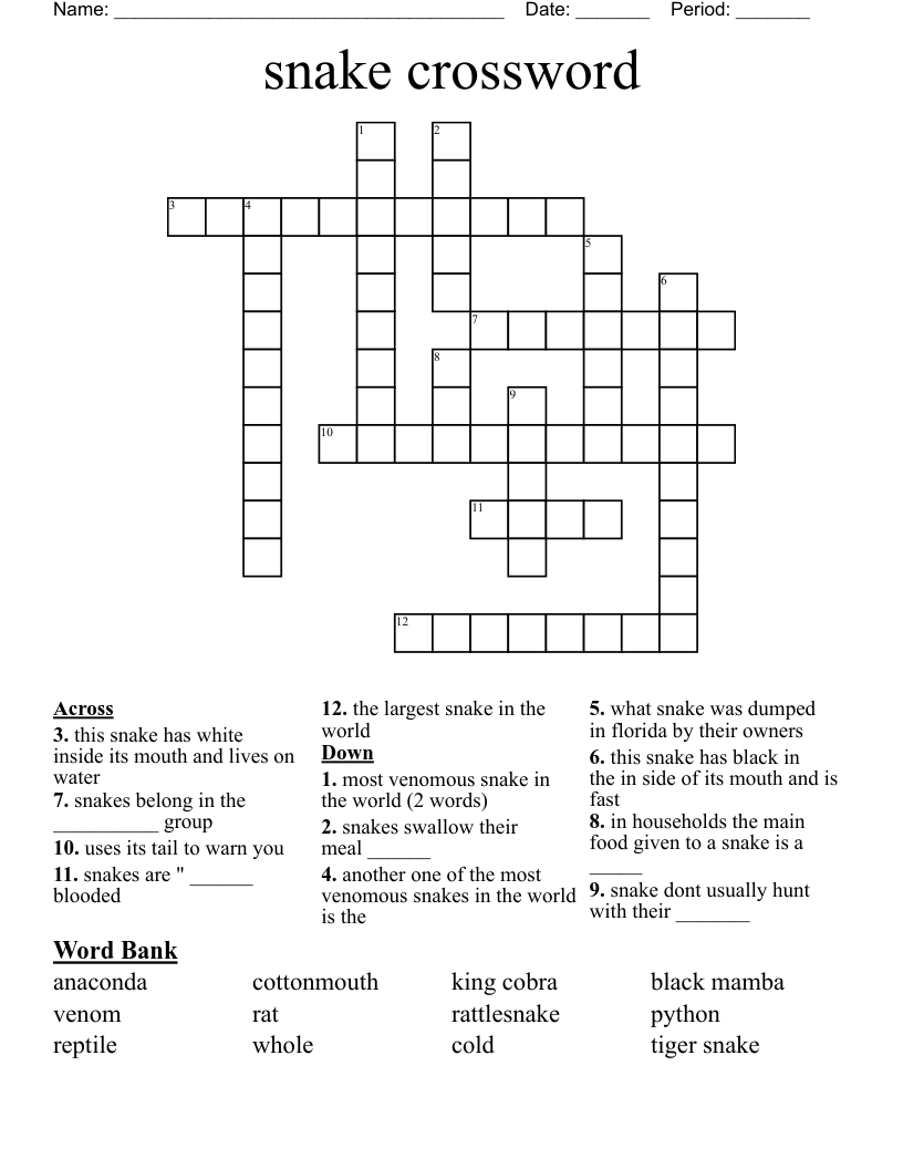 Worlds Heaviest Snake Crossword: A Fun Brain Teaser