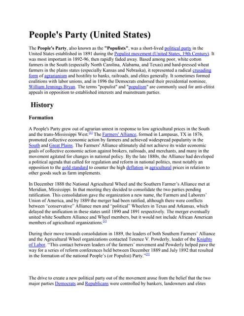 Populists Believed That Bankers Landowners and Political Parties Explained.